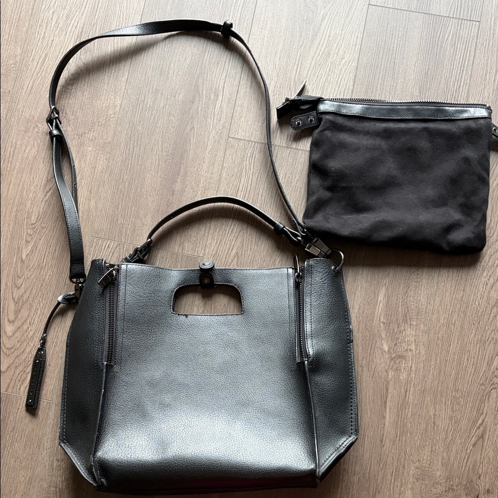 Via Spiga Charcoal Crossbody Bag with Detachable Pouch